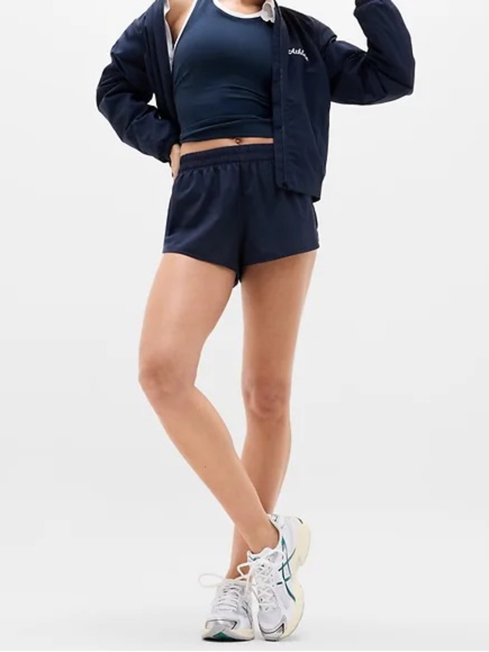 NWT ATHLETA Speedwork Mid Rise 2 1/2" Run Short- Navy - Picture 3 of 16